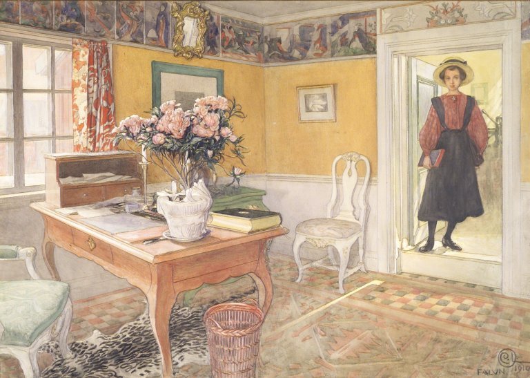 Skolejente i et interiør av Carl Larsson