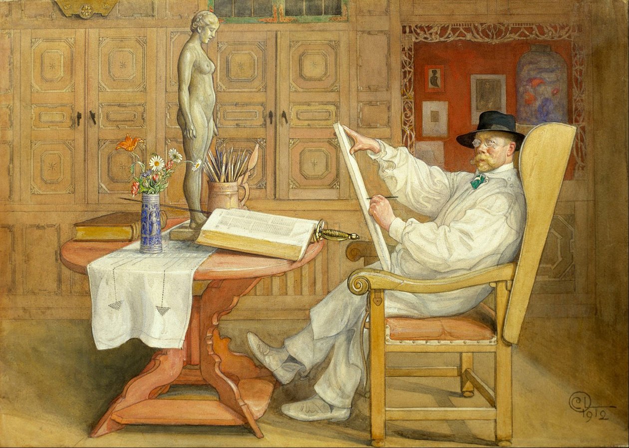 Selvportrett (i det nye studioet) av Carl Larsson