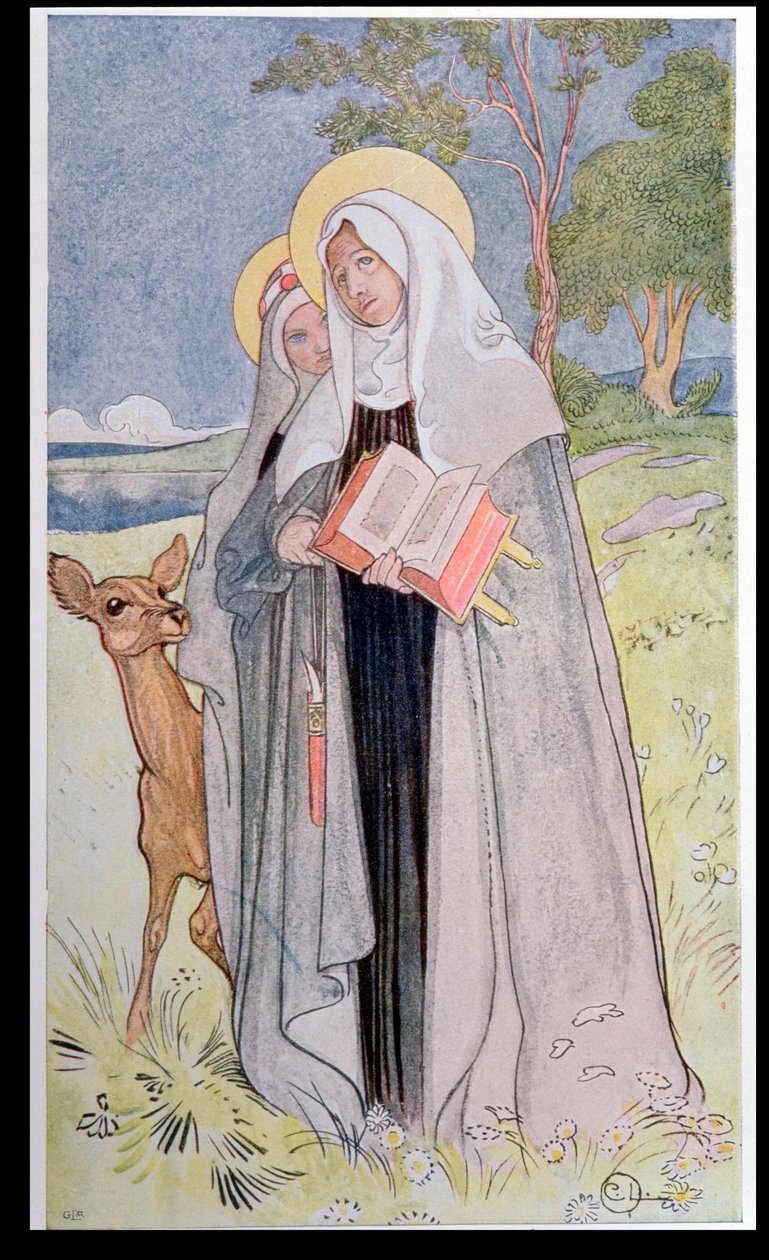 St. Birgitta av Sverige (ca. 1302-73) illustrasjon fra en bok om kjente kvinner i Sverige, 1900 av Carl Larsson