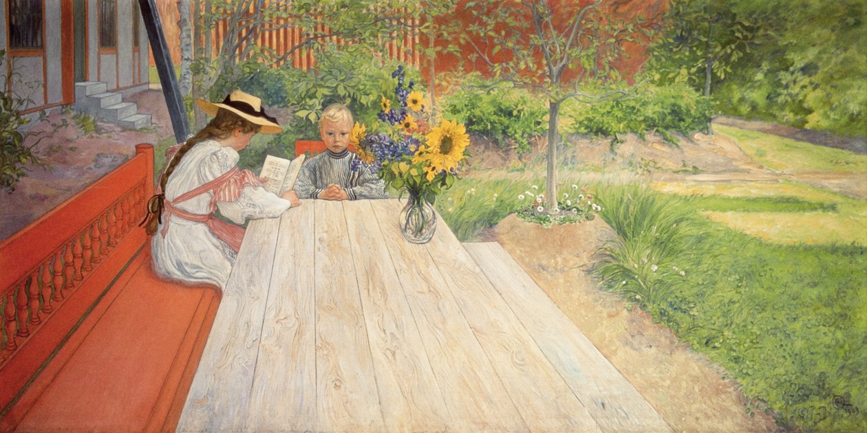Den første leksjonen, 1903 av Carl Larsson