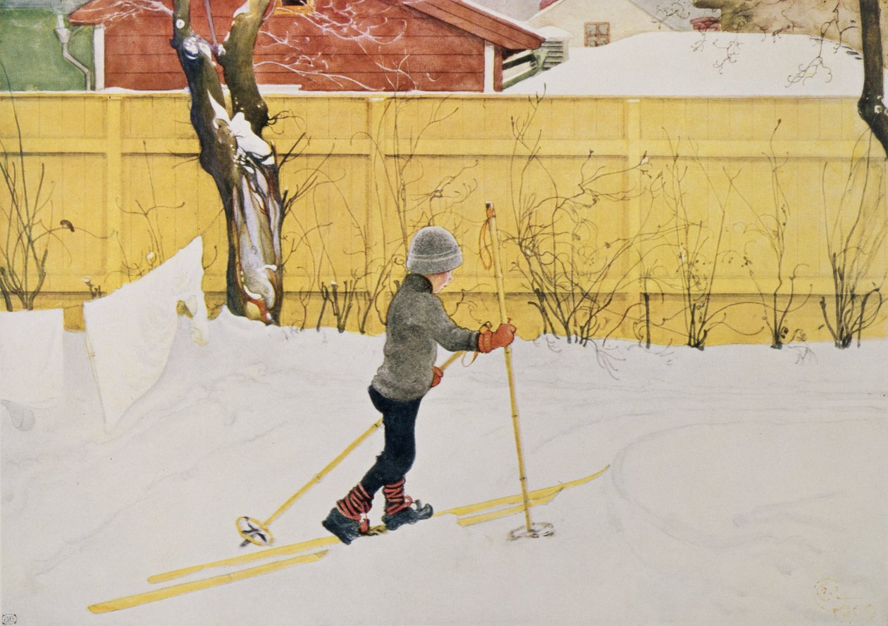 Skiløperen, ca. 1909 av Carl Larsson