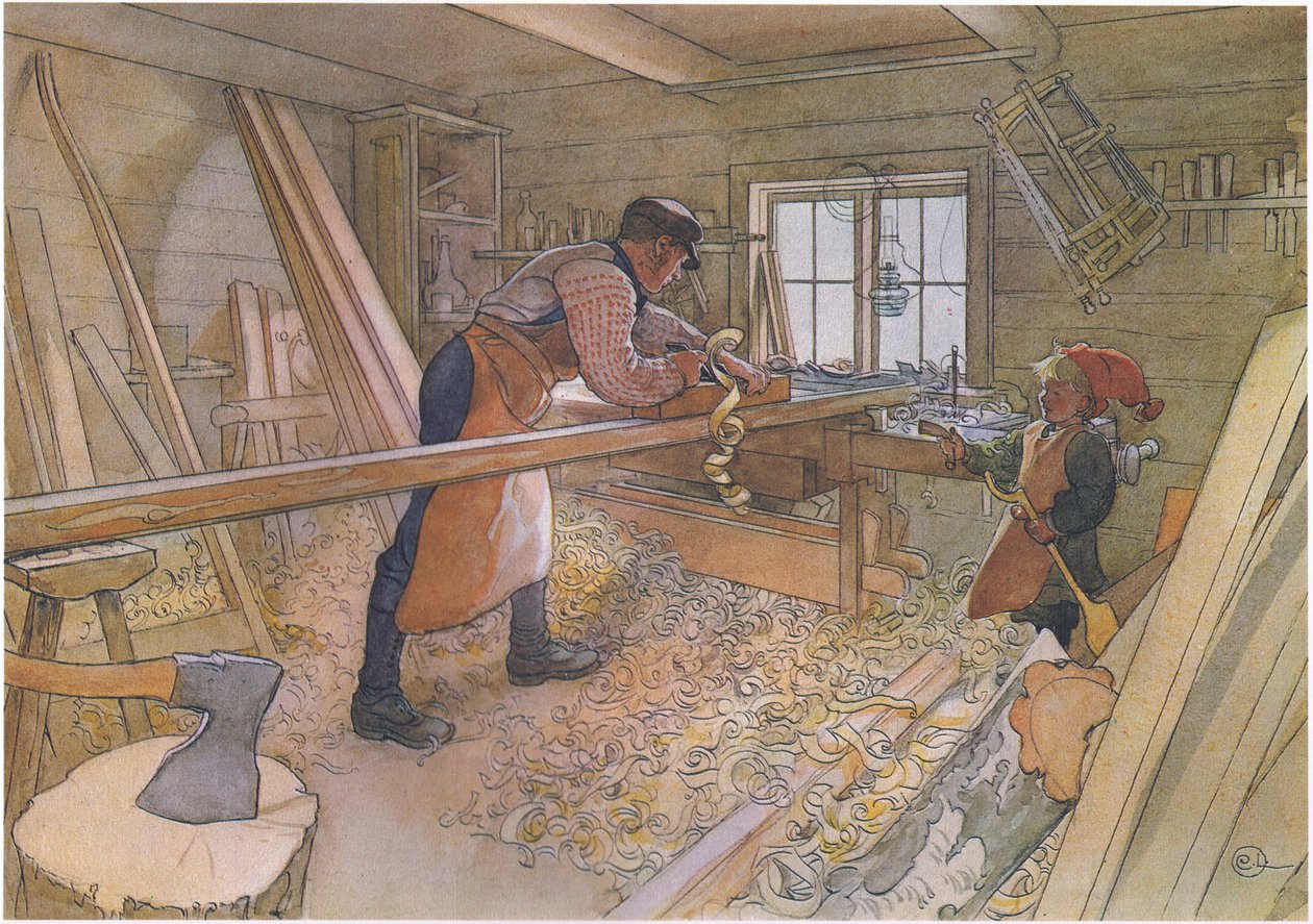 Onkel Johan i gårdsverkstedet av Carl Larsson