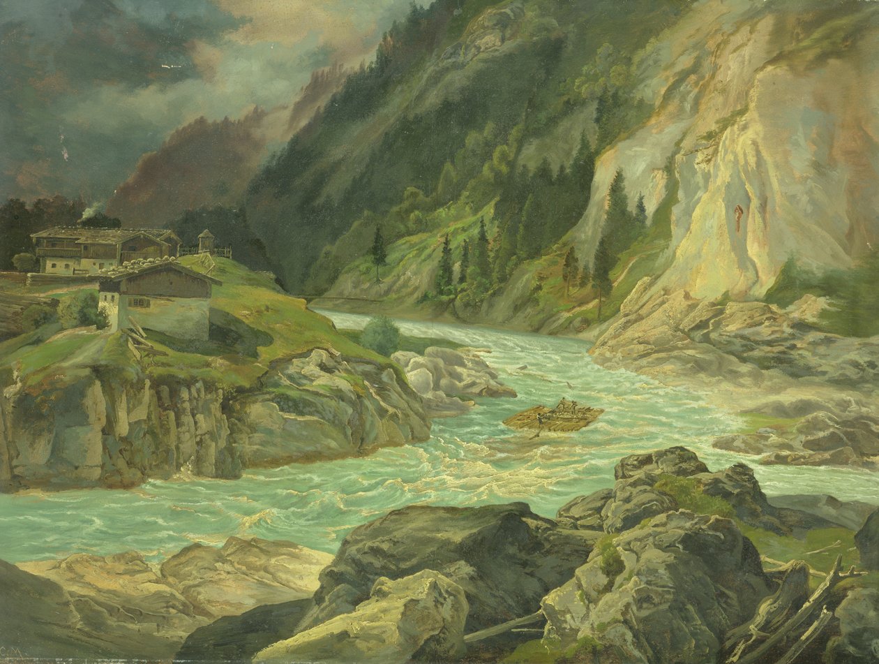 Rapids på elven Isar, 1830 av Carl Morgenstern