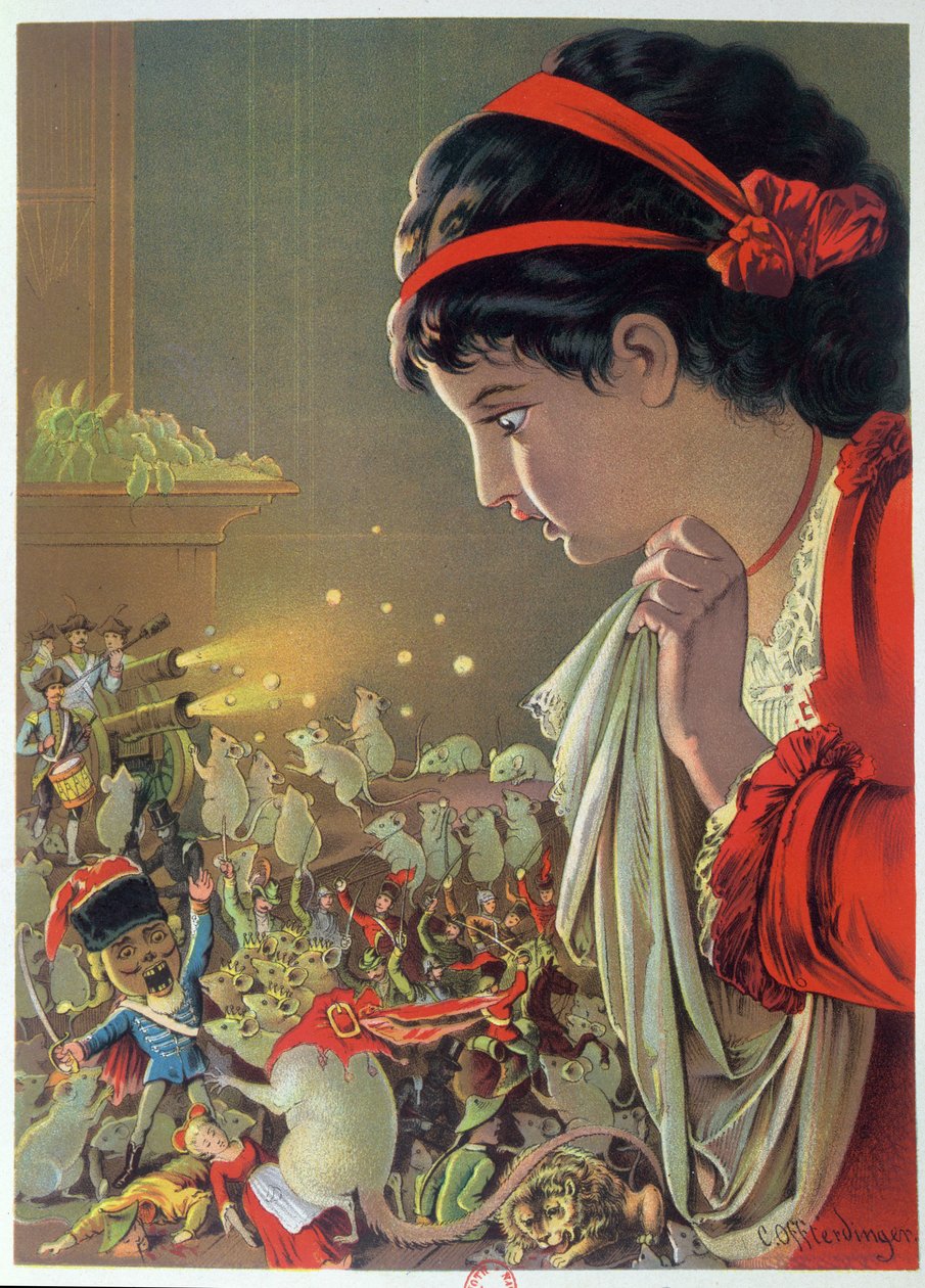 Nøtteknekkerprinsen og musekongen, illustrasjon fra 'Nøtteknekkeren', av ETA Hoffman (1776-1822) 1883 av Carl Offterdinger