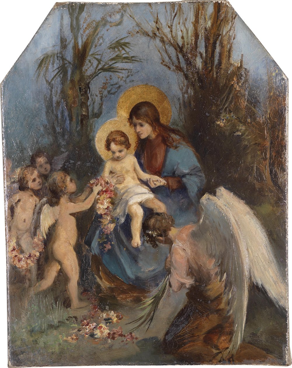En krans av blomster til Jesusbarnet av Carl Rahl