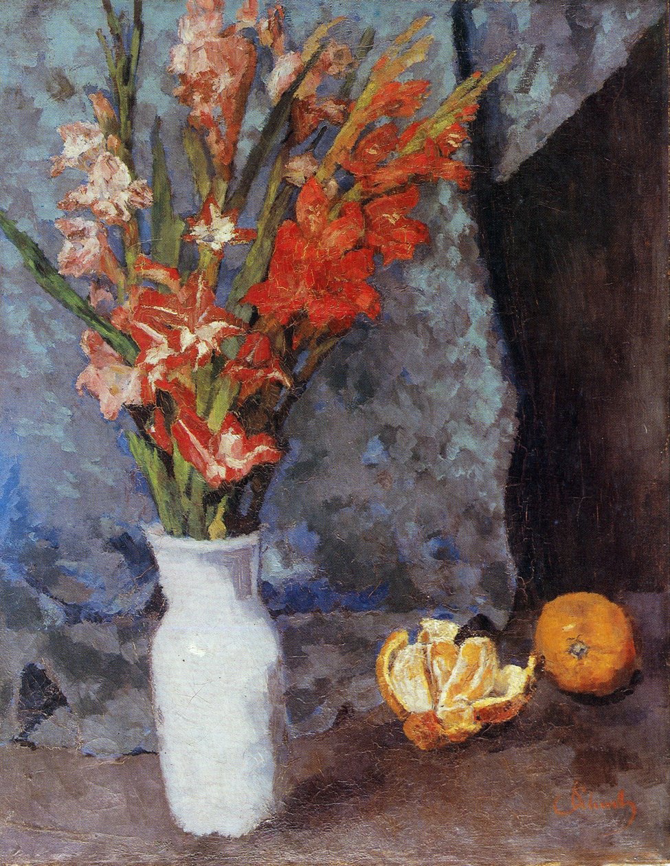 Gladioli og appelsiner av Carl Schuch