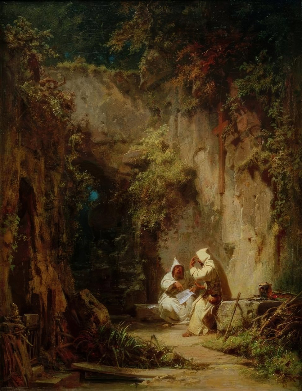 Disputerende munker av Carl Spitzweg