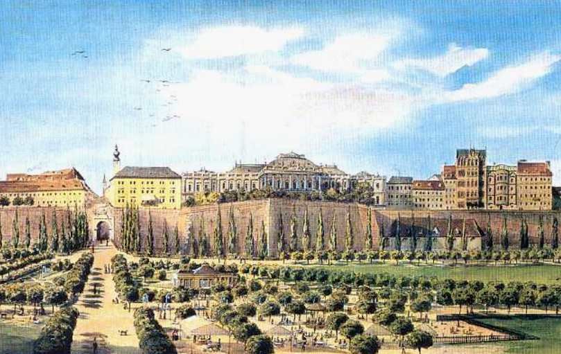 Karolinentoren med wienske vannbreer på 1800 -tallet av Carl Wenzel Zajicek