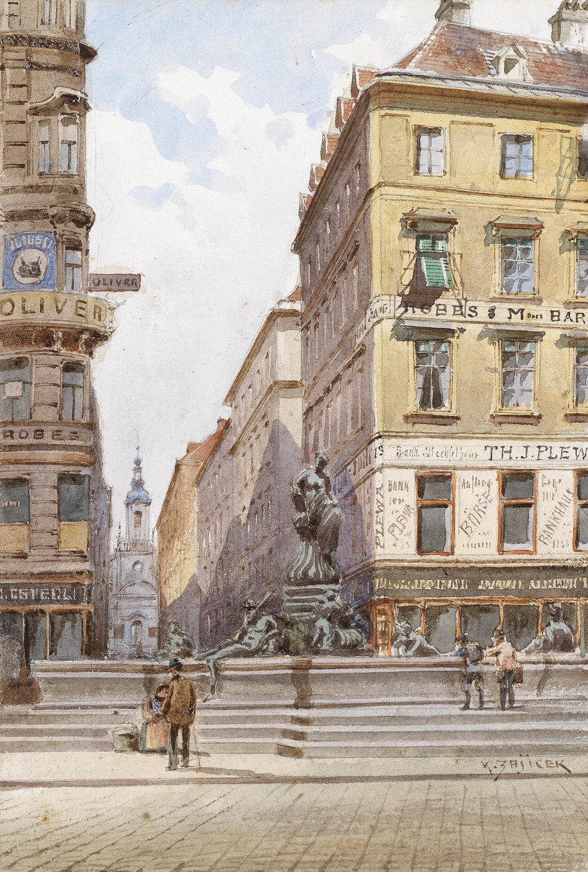 Wien, Donnerbrunnen på Neuer Markt av Carl Wenzel Zajicek