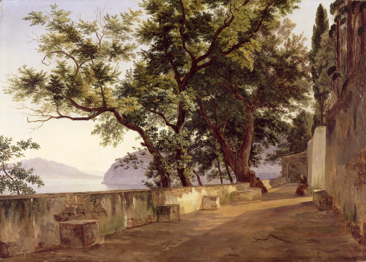 Garden of the Capuchin Friars, nær Sorrento, 1827 av Carl Wilhelm Goetzloff