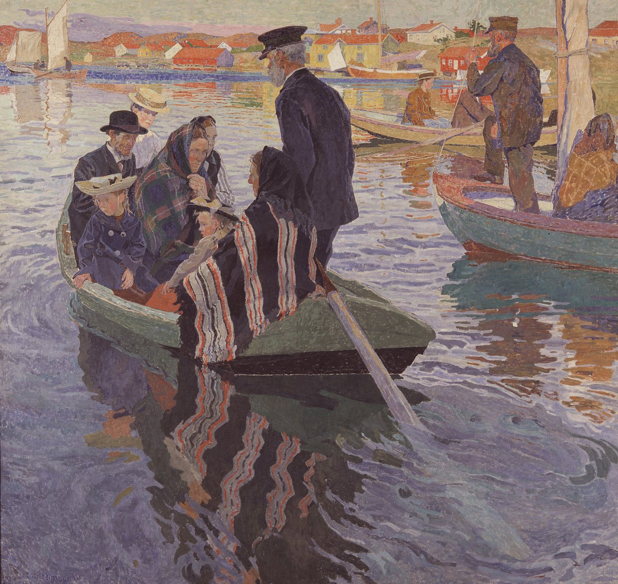 Kirkegjengere i båt av Carl Wilhelm Wilhelmson