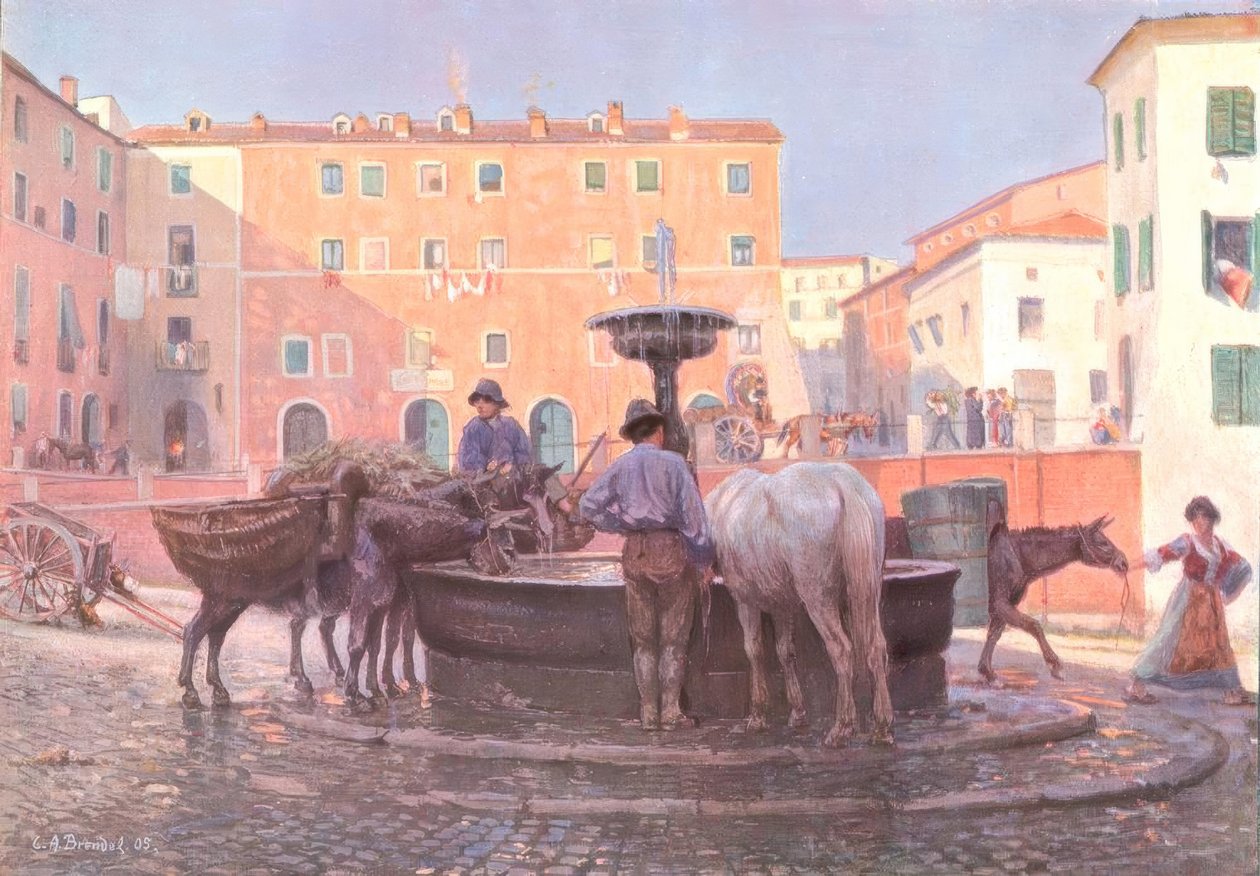 Ved fontenen i Genzano av Carl Alexander Brendel
