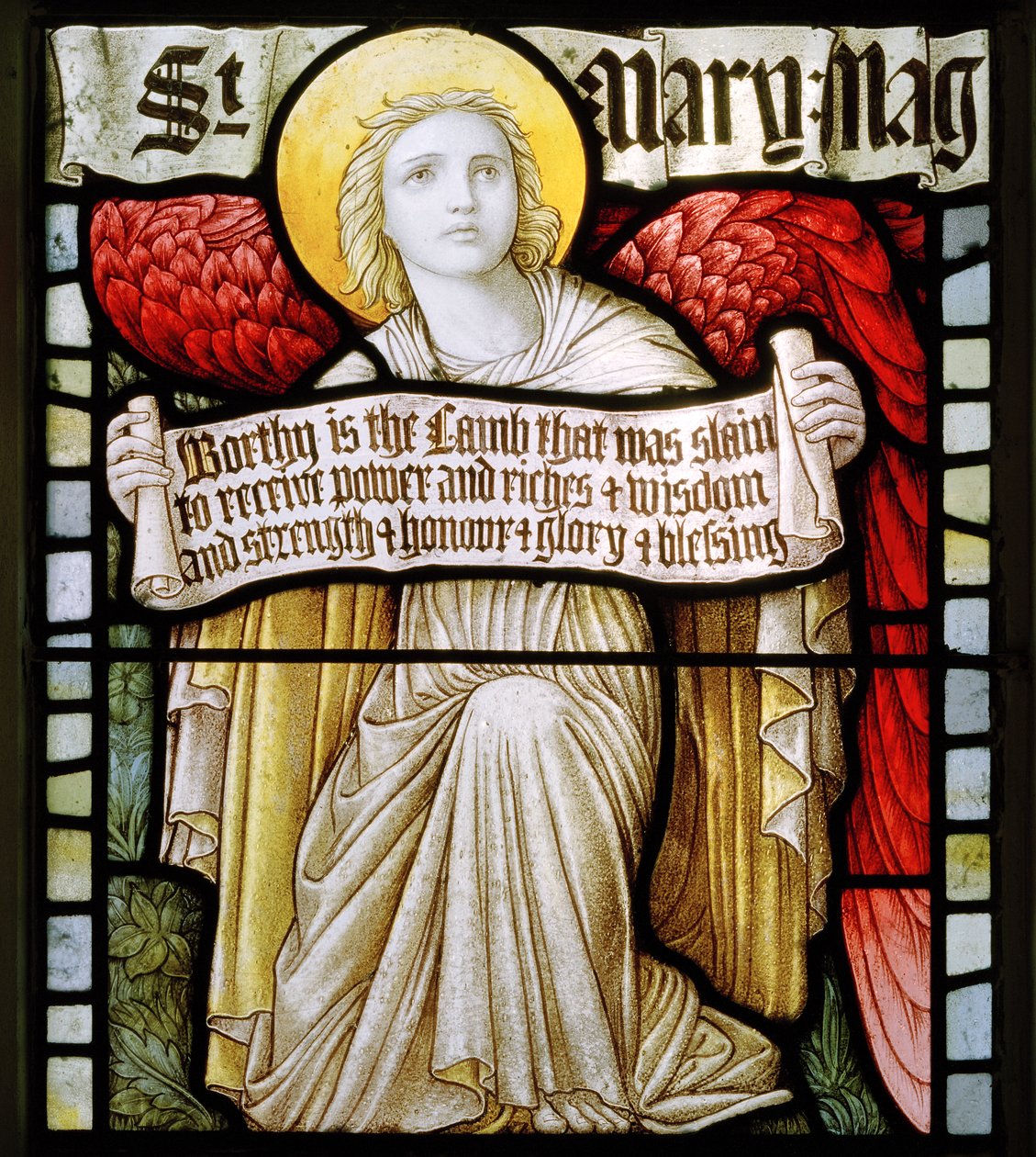 Betws Bledrws, St Bledrws, Shrigley & Hunt (1873-1982), Carl Almquist, Angel With Scroll, 1886 av Carl Almquist