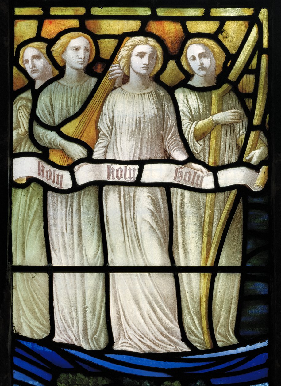 Grappenhall, St Wilfrids, Shrigley & Hunt (1873-1982), Carl Almquist, The Worship Of The Lamb, Angel Musicians, 1886 av Carl Almquist