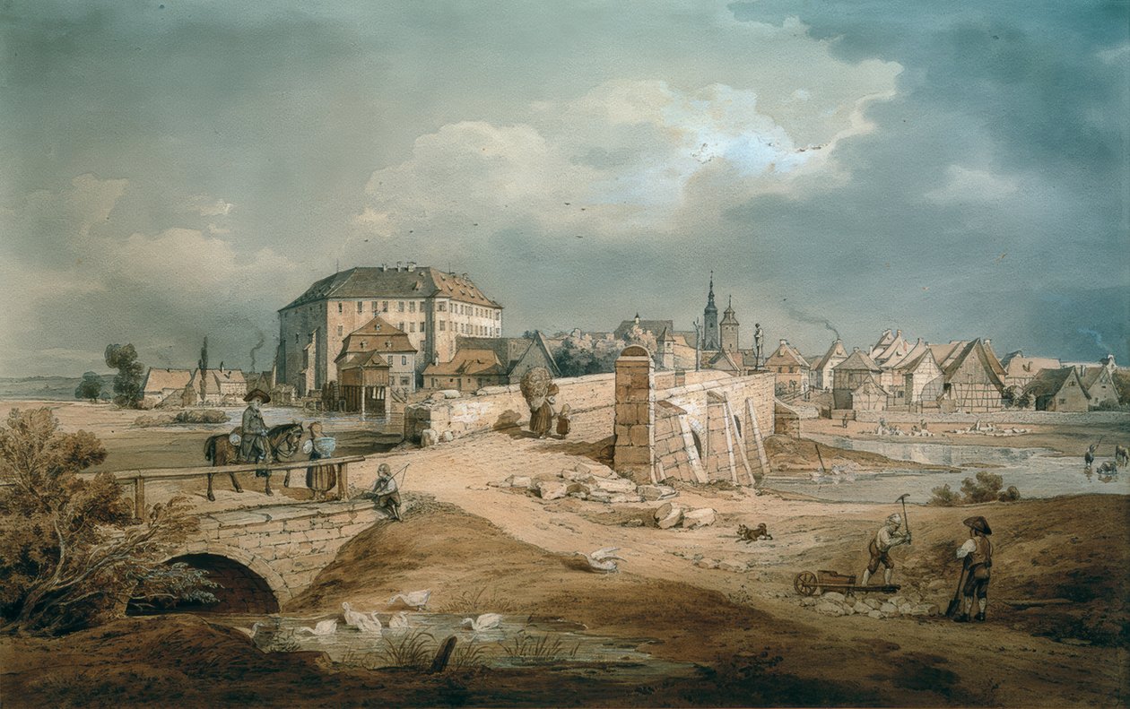 Aisch-broen til Höchstadt av Carl August Lebschee