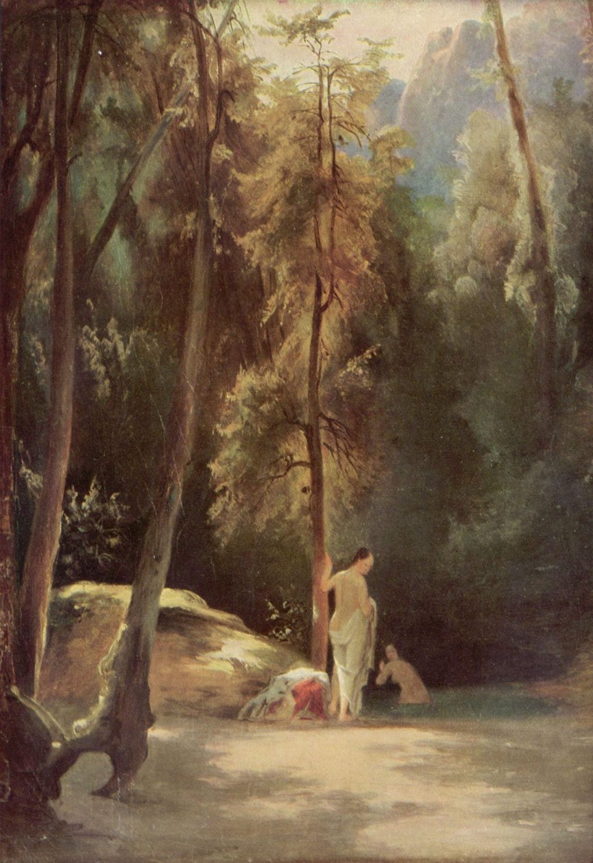 Badende i parken Terni (kvinner som bader i skogen) av Carl Blechen