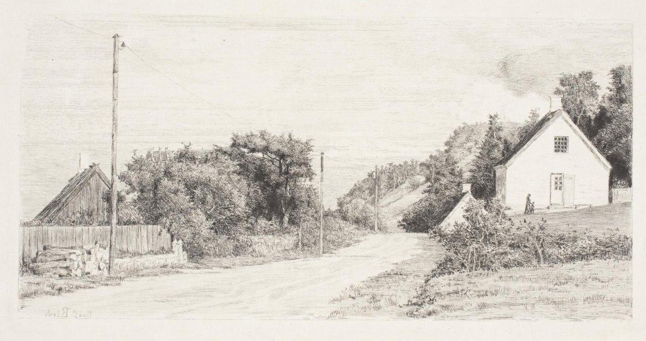 Landeveien mellom husene av Carl Bloch
