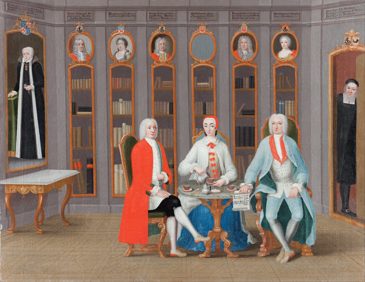 Familien Stenbock i biblioteket deres på Rånäs, ca. 1740 av Carl Fredrik Svan