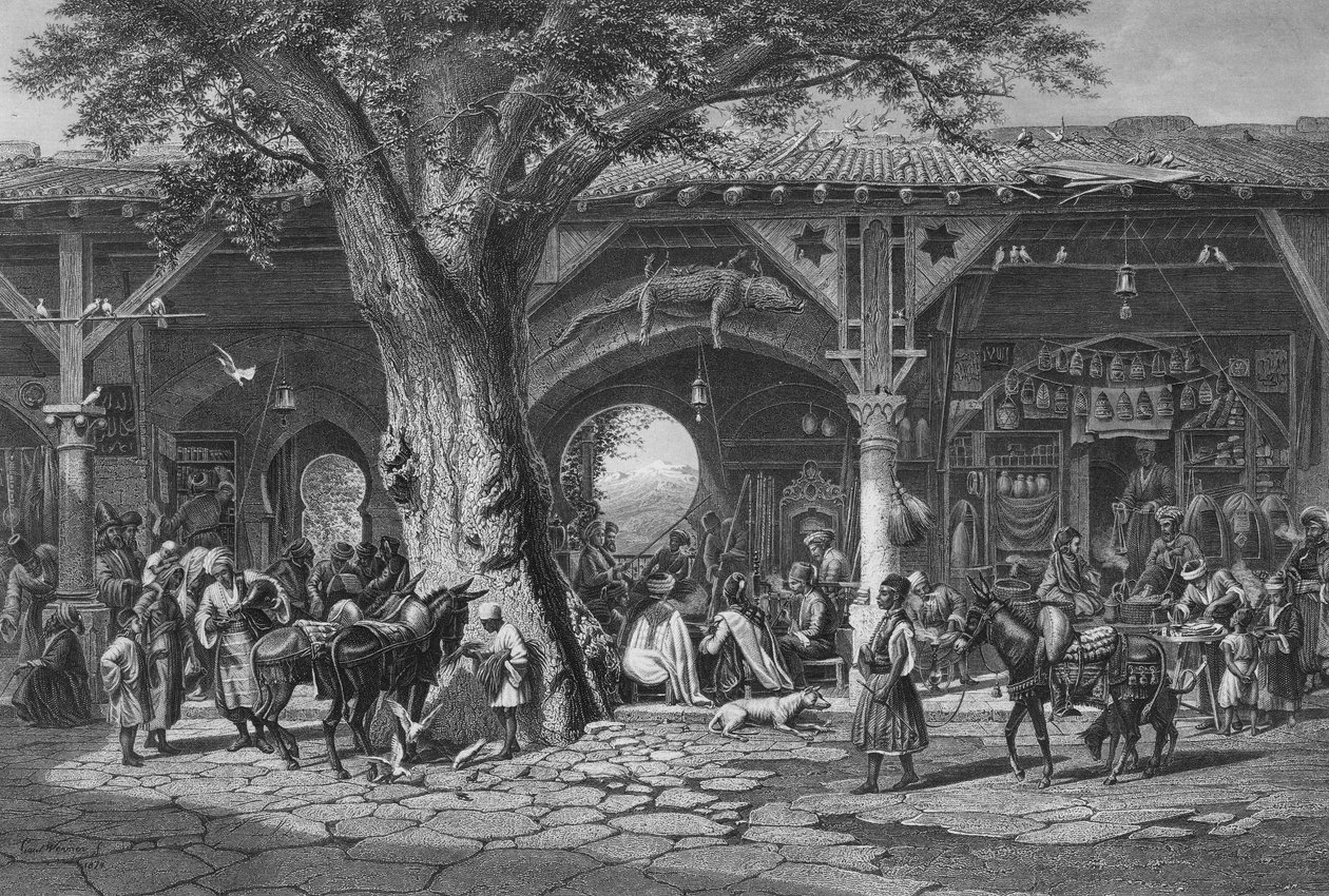 En gate i Damaskus, gravert av C. Bertrand av Carl Friedrich Heinrich Werner