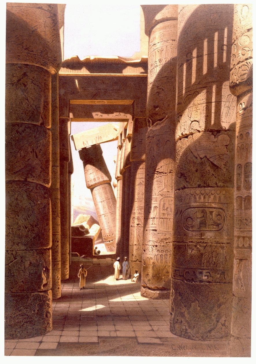 Ruinene i Karnak-tempelet, 1874 av Carl Friedrich Heinrich Werner
