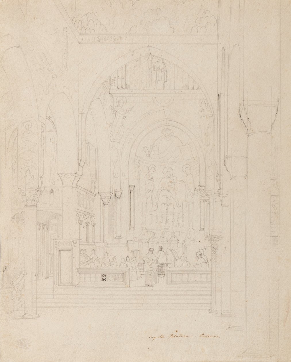 Sicilia: Palatinerkapellet, Palermo, ca. 1850 av Carl Friedrich Heinrich Werner