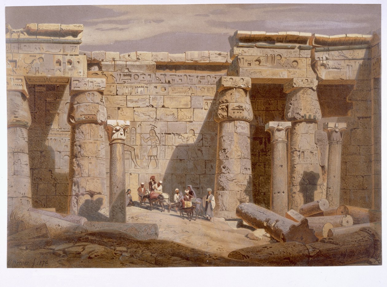 Van Medinets tempel, Theben, 1874 av Carl Friedrich Heinrich Werner