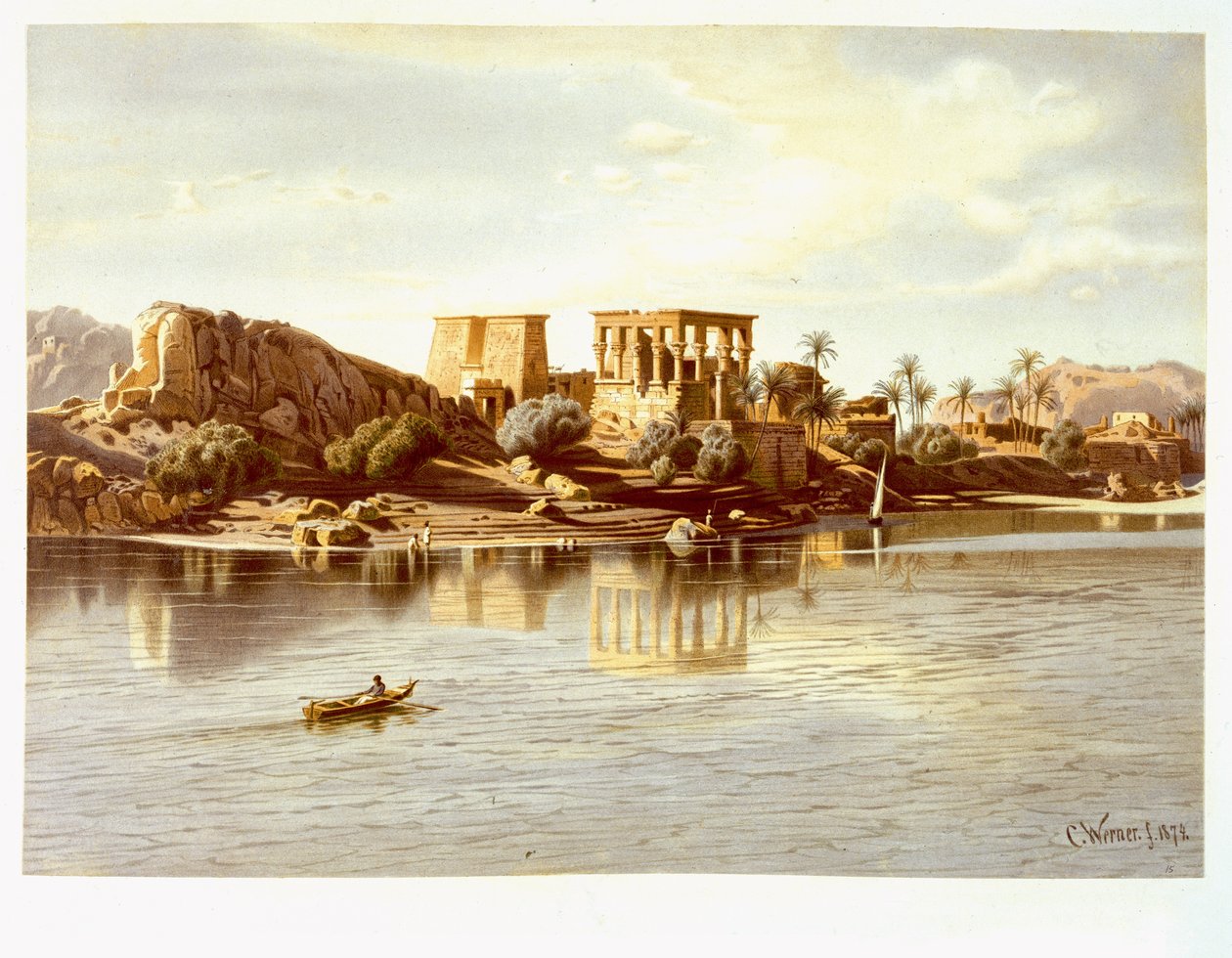 Utsikt over øya Philae, 1874 av Carl Friedrich Heinrich Werner