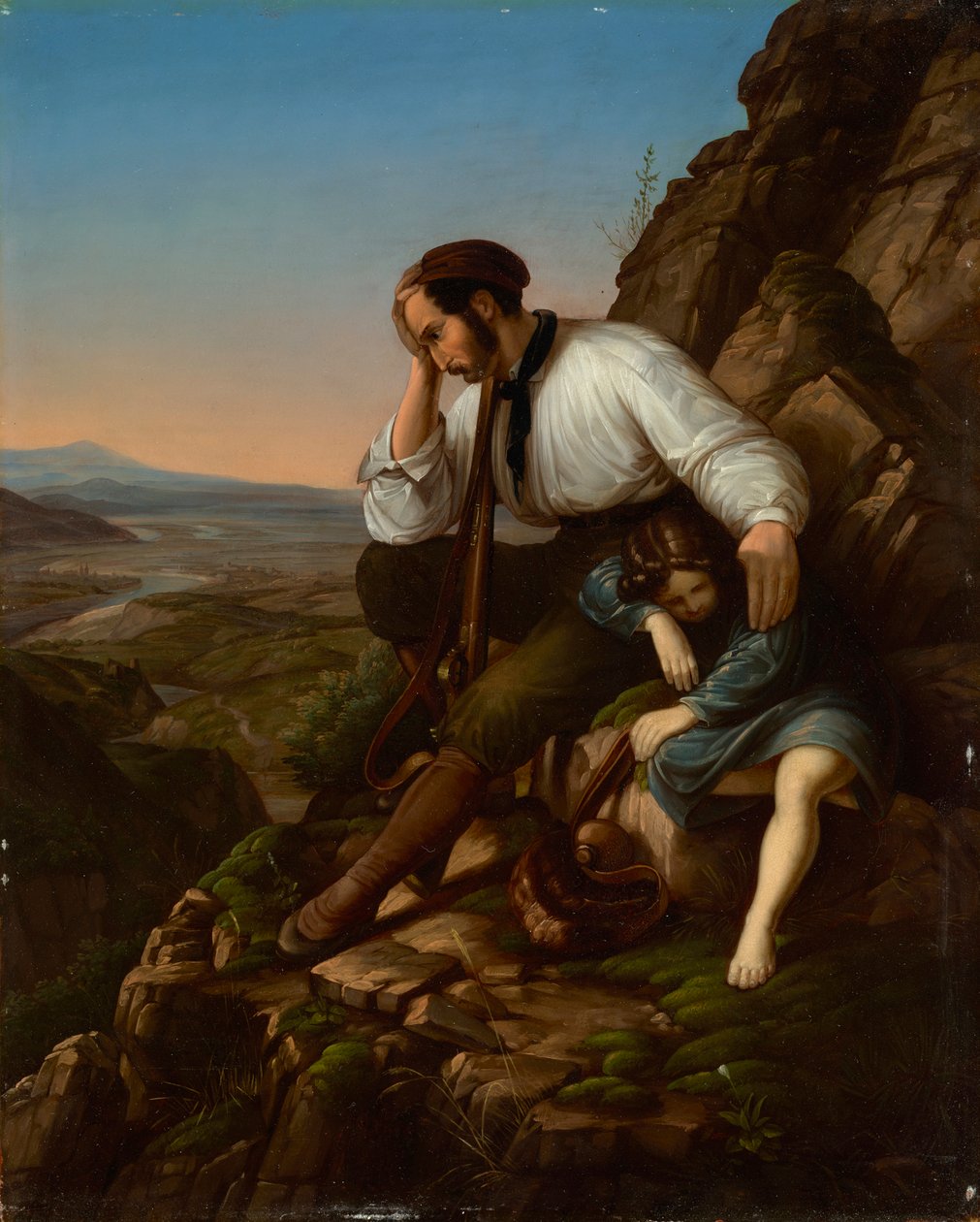 Røveren med sitt sovende barn av Carl Friedrich Lessing