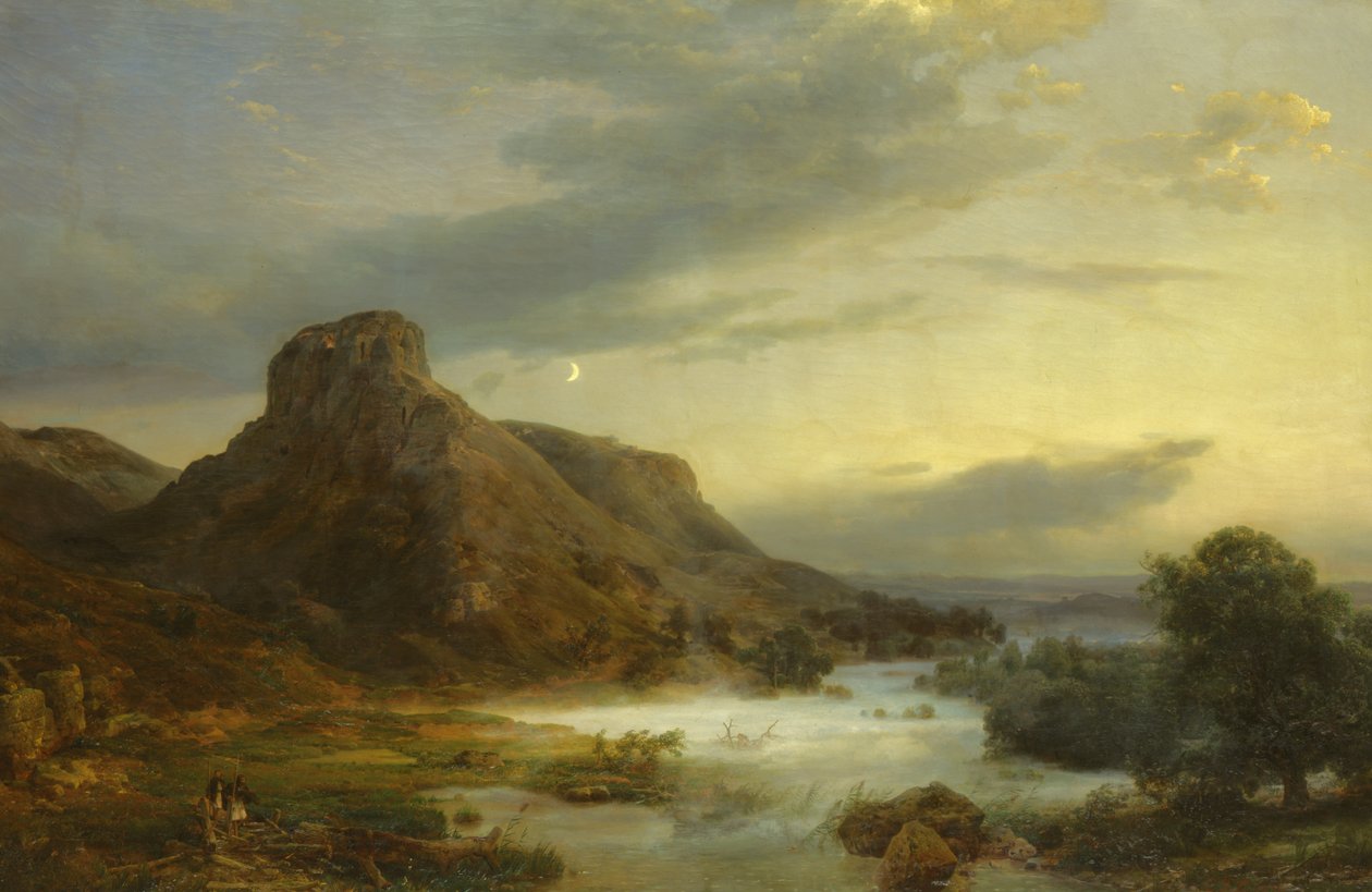 Mountains in an Evening Mist, 1856 av Carl Friedrich Lessing