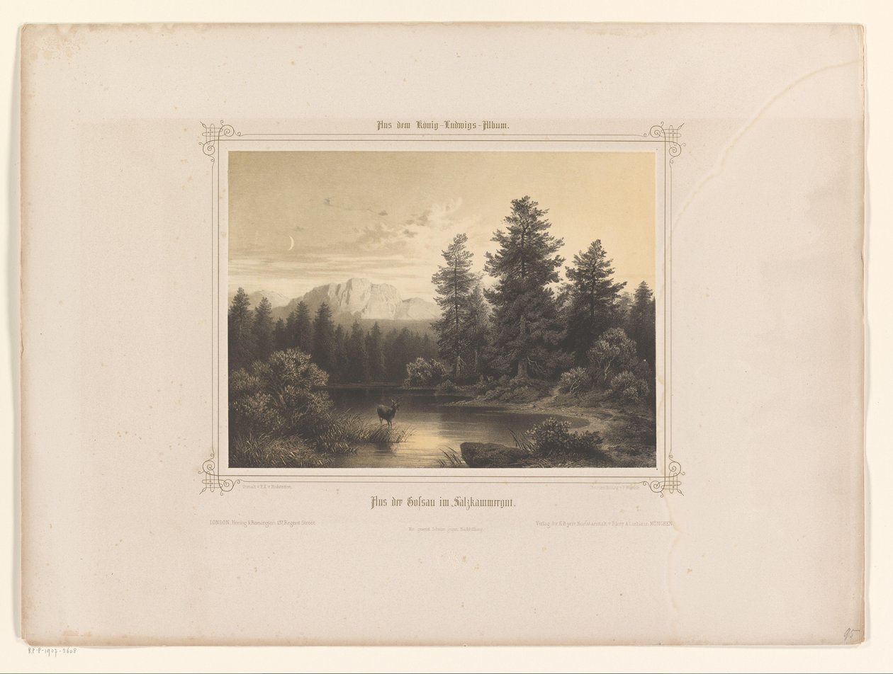 Utsikt over et vann i Salzkammergut Flus der Gossau im Salzkammergut (tittel på objekt) Album presentert for Louis I fra Bayern (serietittel) König-Ludwigs album (serietittel) av Carl Friedrich Würthle
