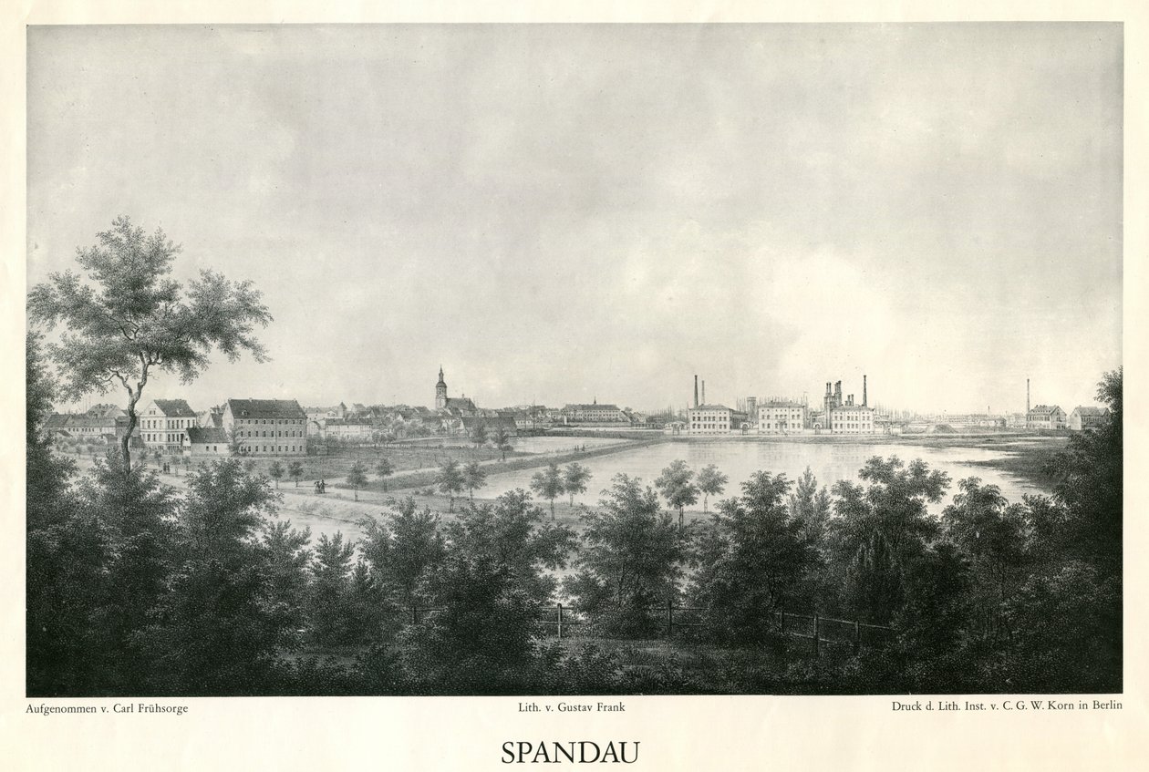 Utsikt over byen Spandau rundt 1860 av Carl Frühsorge