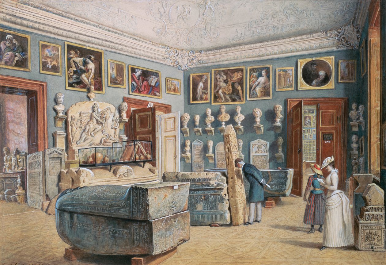Rommet med Mithras og egyptiske sarkofager av Carl Goebel d. J.