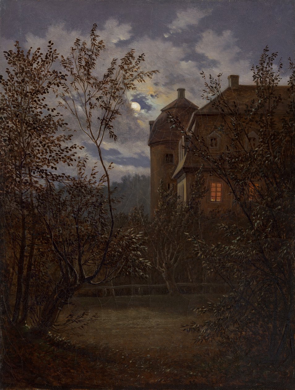 Schloss Milkel i Moonlight, ca. 1833-35. av Carl Gustav Carus