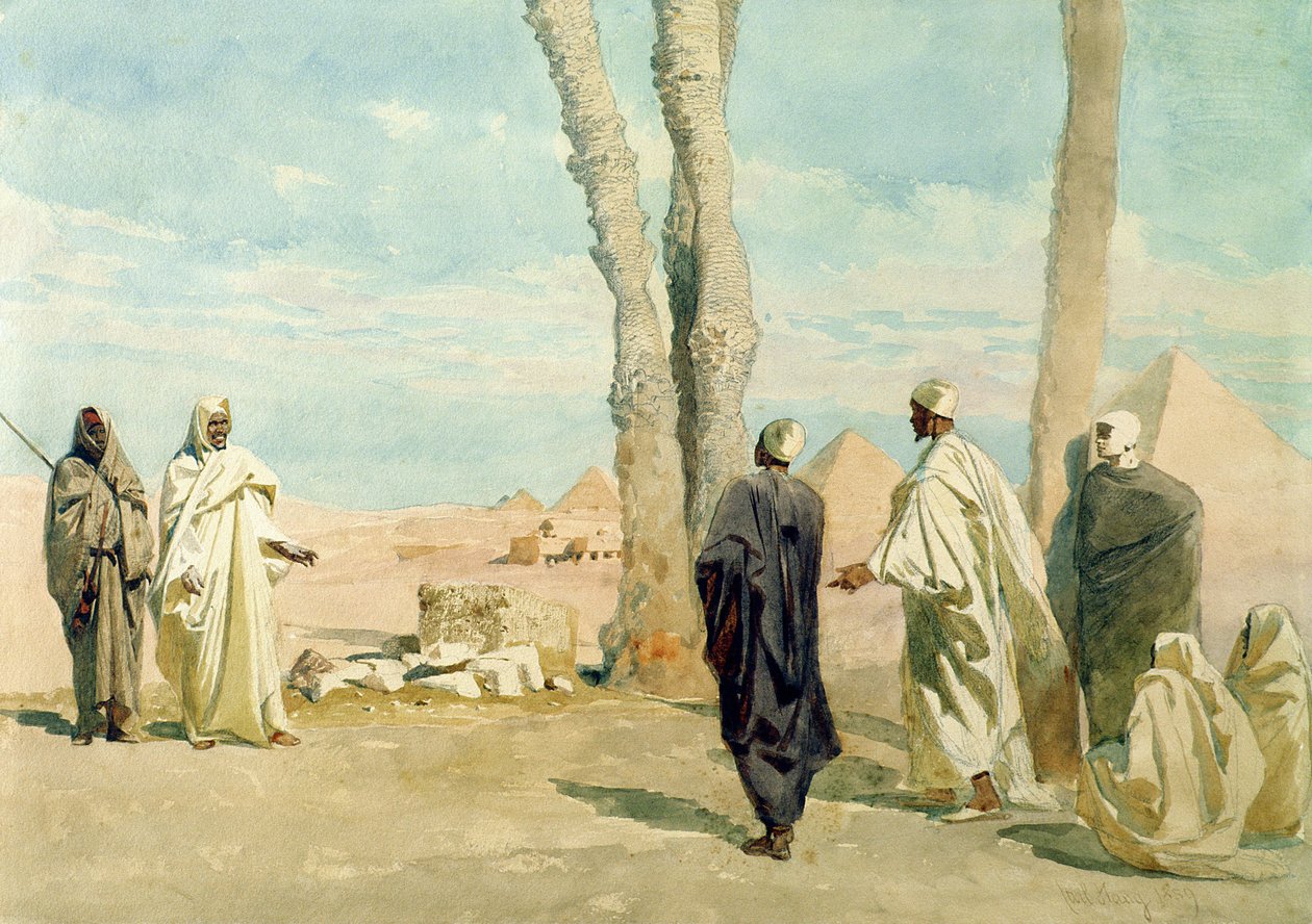 Beduiner fra Sahara-ørkenen forespørsler i Giza, 1859 av Carl Haag