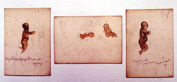 Studie av en baby for "Happiness in the Desert" av Carl Haag