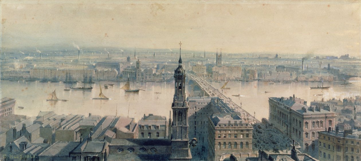 Utsikt over London fra Monument ser sørover, 1848 av Carl Haag
