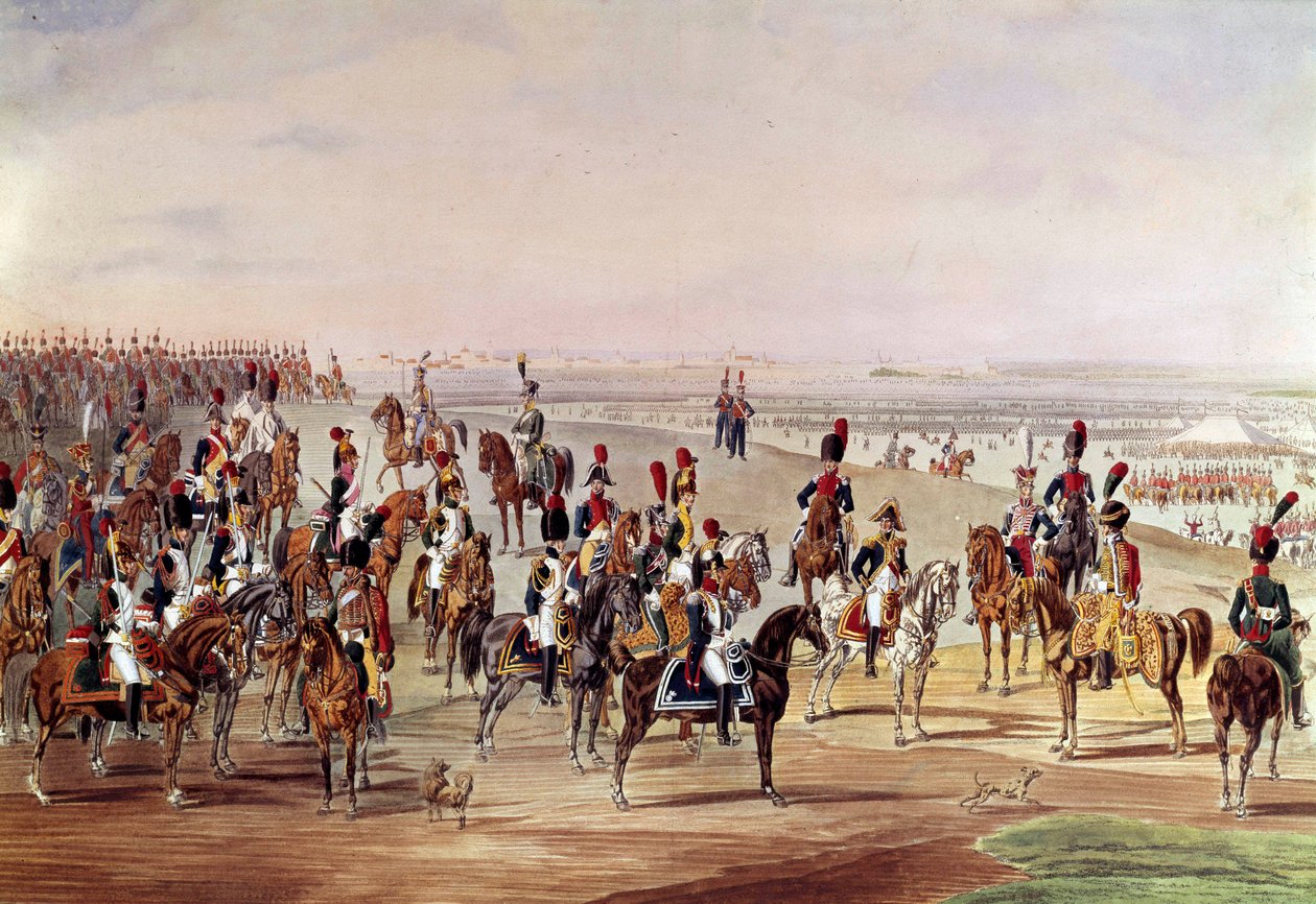 Generelt bilde av det franske kavaleriet, ca 1809 Illustrasjon av Carl-Heinrich Rahl (1779-1843) etter Wilhem von Kobell (1766-1855). Dim. 0,49x0,7 m. Paris, Musee de l