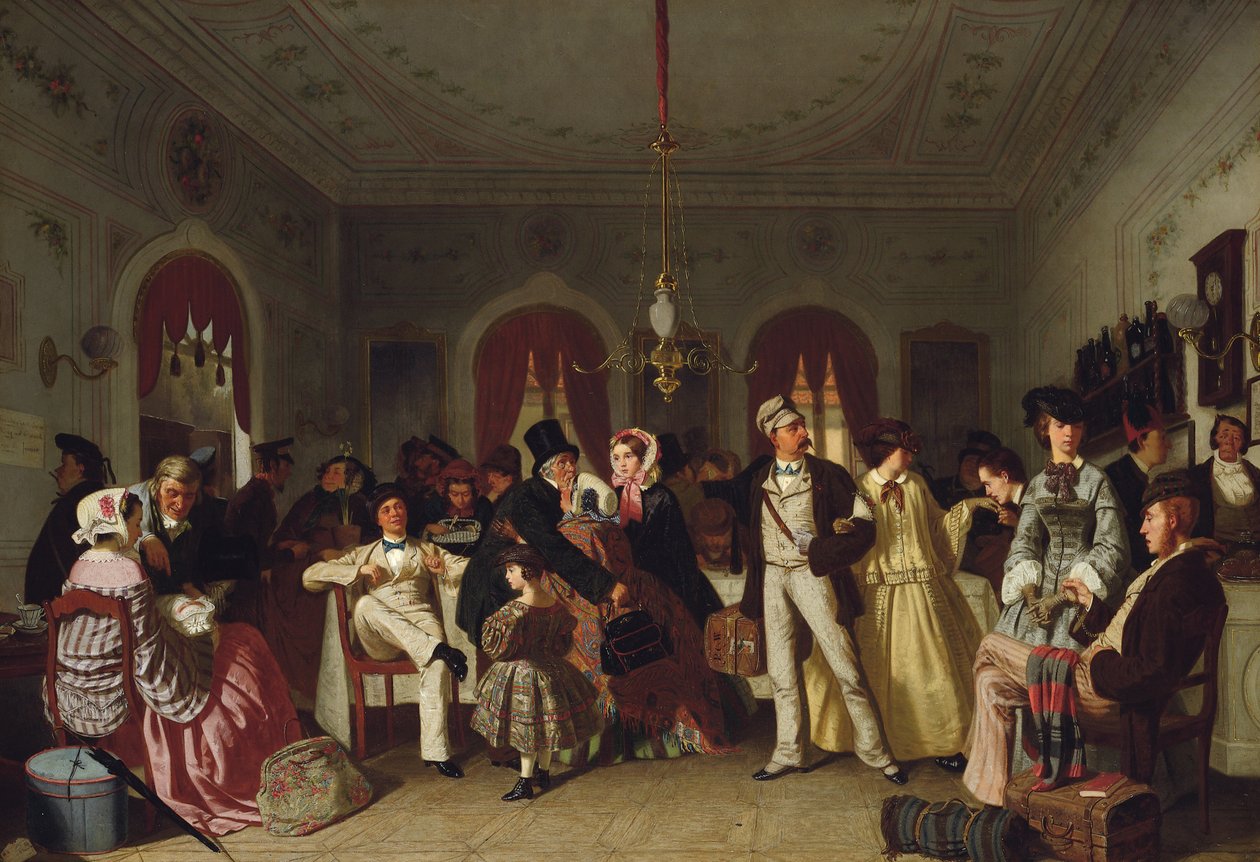 Første- og annenklasses venterom, ca. 1860 av Carl Hendrik d Unker