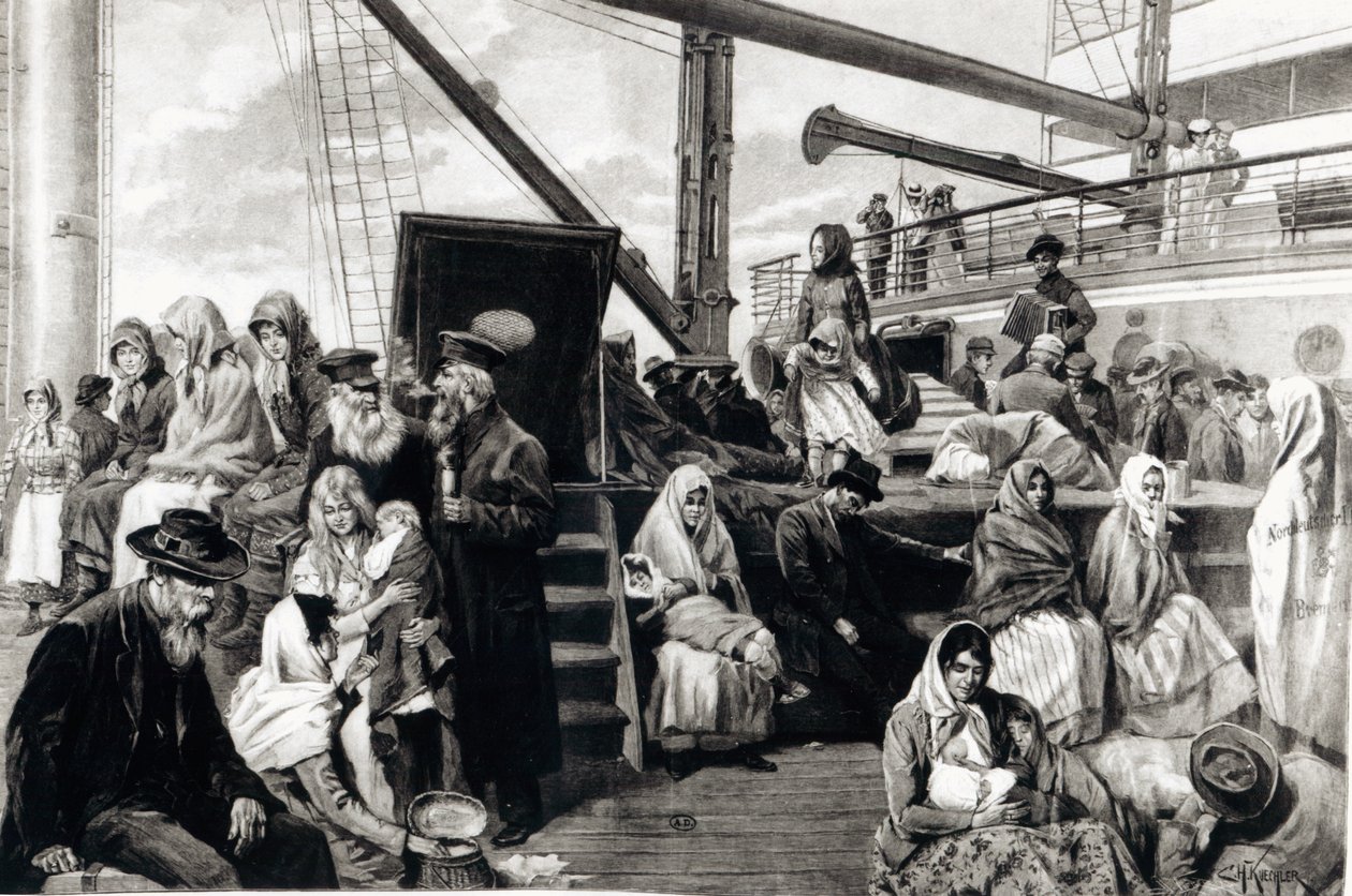Steerage-passasjerer som emigrerte til USA fra Tyskland, 1899 av Carl Hermann Kuechler