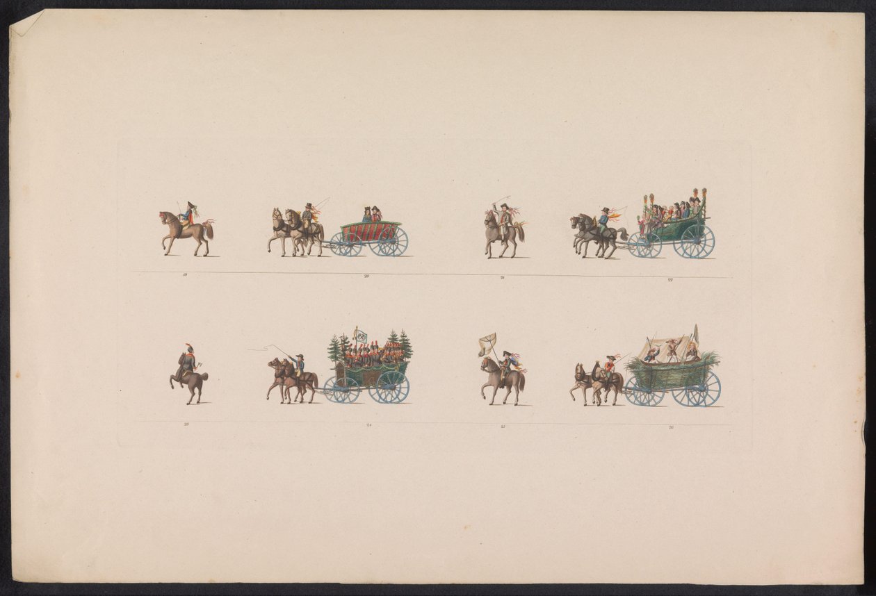 Optocht bij het huwelijk van Prinses Sophie, 1842 (plate 3) Sider til minne om et bondebryllup i Thüringen, henrettet for å feire den lykkelige ankomsten til arvelig storhertug Carl Alexander av Sachsen Weimar-eisenach med arvelig hertuginne Sophi av Carl Hess