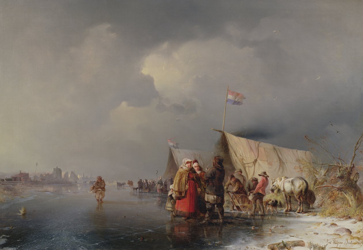 Nederlandsk leir på isen, 1849 av Carl Hilgers