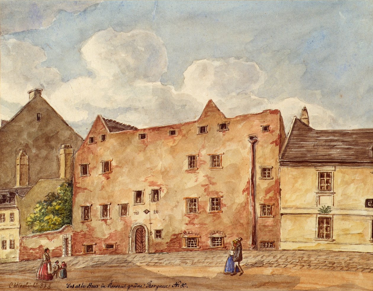 Det gamle huset ved Grünen Thorgasse nr. 80 i Wien Rossau av Carl L. Wiesböck