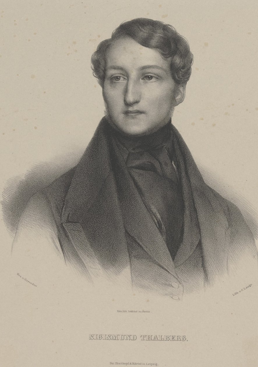 Portrett av pianisten og komponisten Sigismund Thalberg 1812-1871, ca. 1850. av Carl Lange