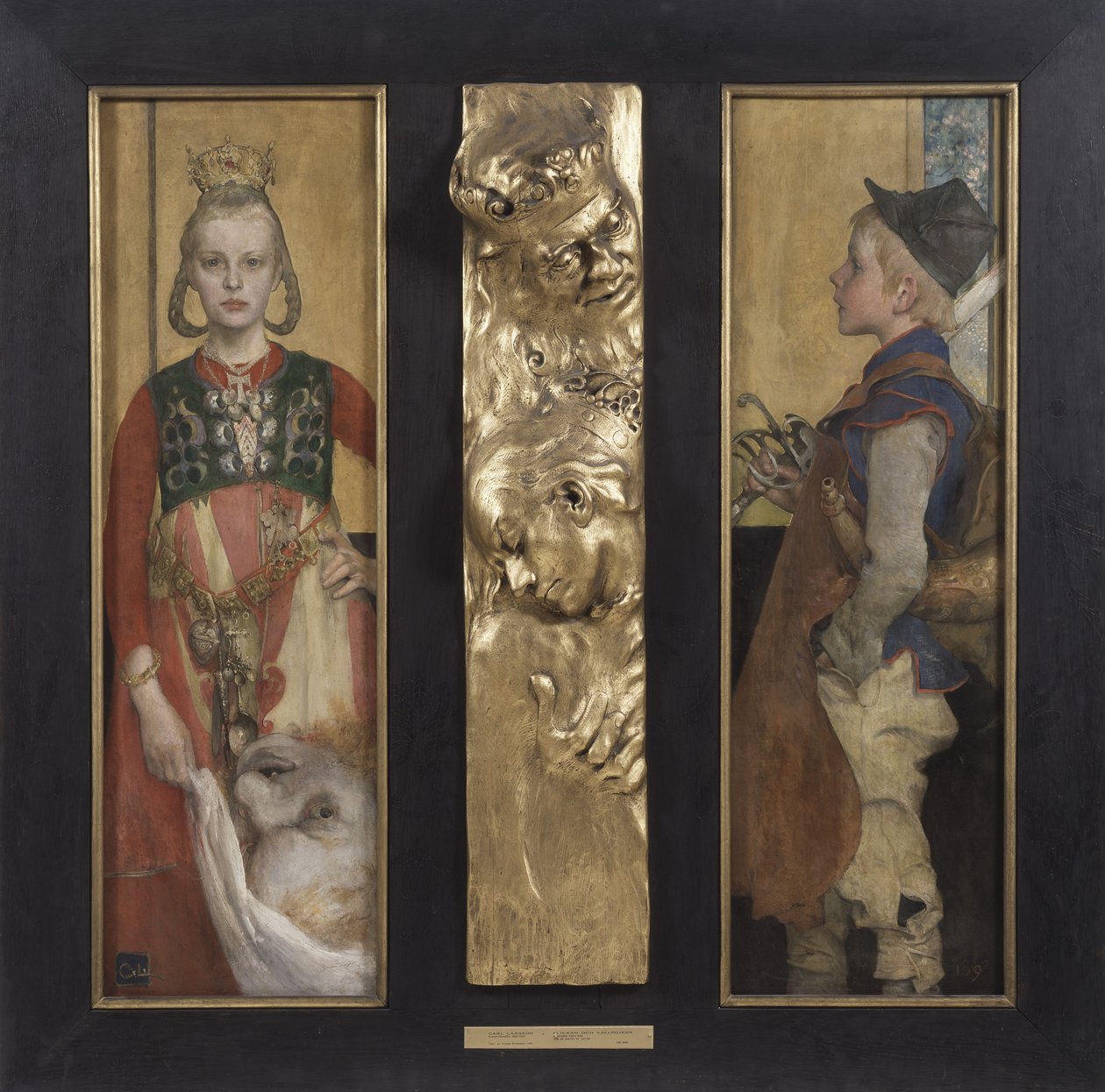 Et svensk eventyr, diptyk med relieffpanel og ramme, 1897 (olje på lerret og forgylt trerelieff) av Carl Larsson