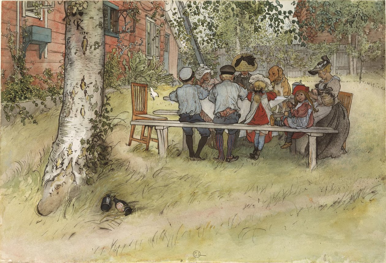 Frokost under den store bjørken av Carl Larsson