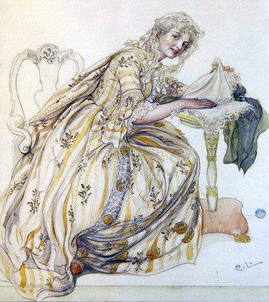 Julepynt (akvarell på papir) av Carl Larsson