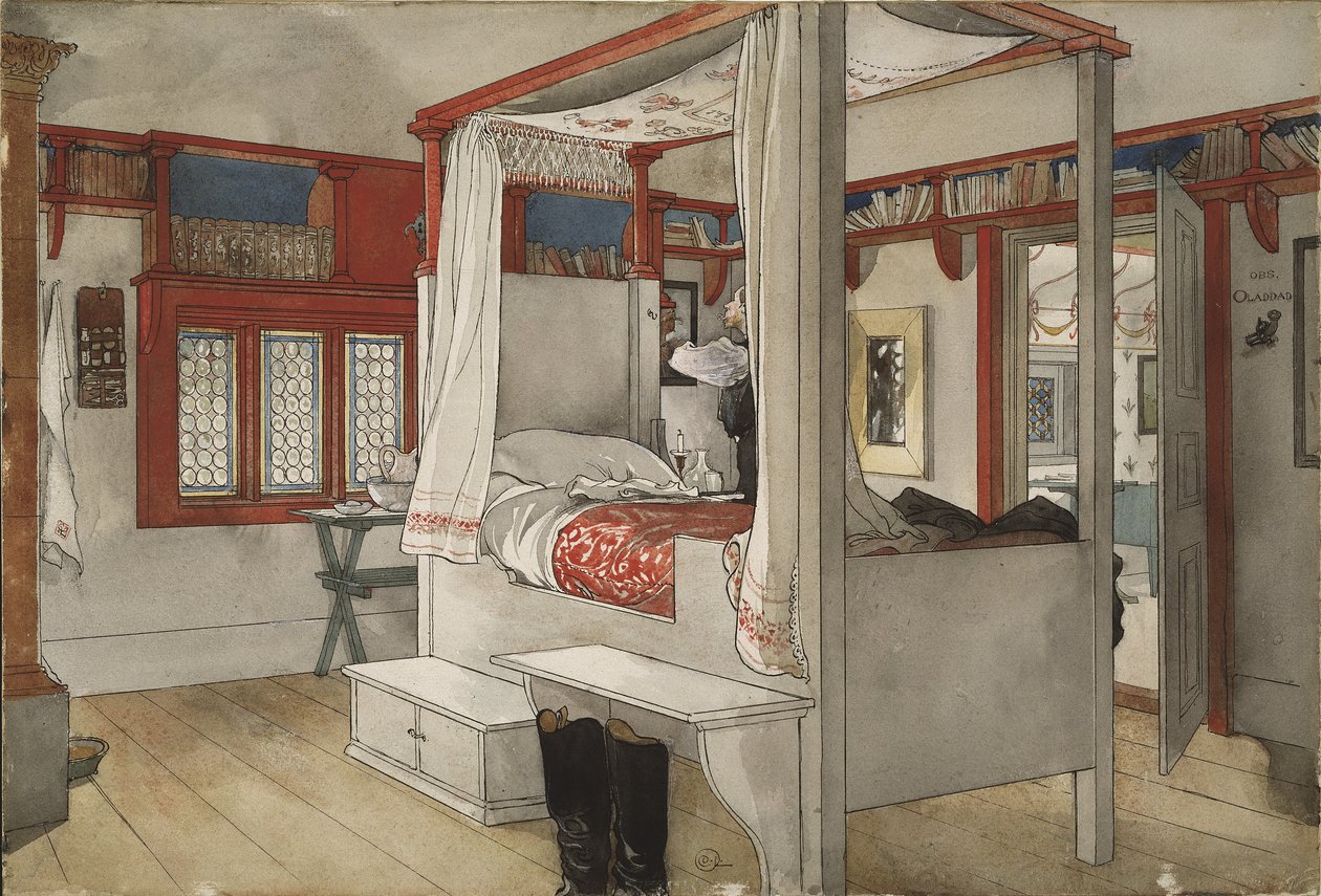 Daddys Room, fra A Home-serien, ca. 1895 (wc på papir) av Carl Larsson