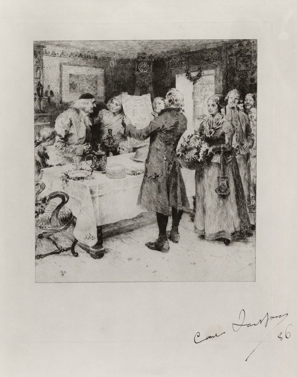 «Den glade festen». Illustrasjon til Anna Maria Lenngrens dikt. Tilstand I av Carl Larsson