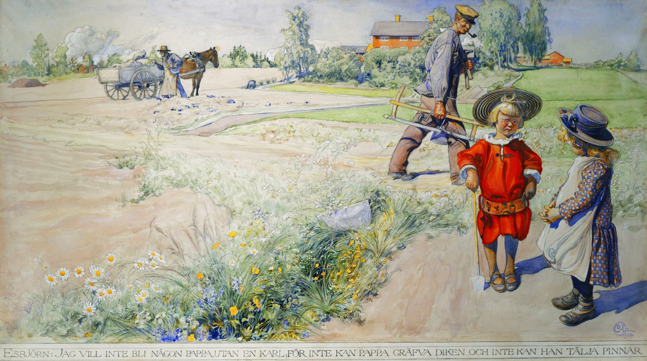 Esbjørn og bondepiken; Esbjorn og Bondflickan, 1904 av Carl Larsson