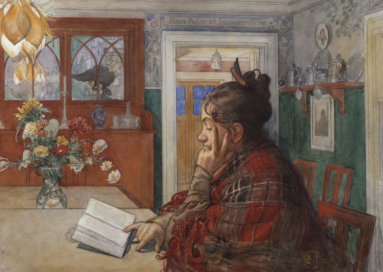 Karin Reading av Carl Larsson